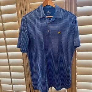 Men's Masters Polo. Size Medium. Blue with white stripe